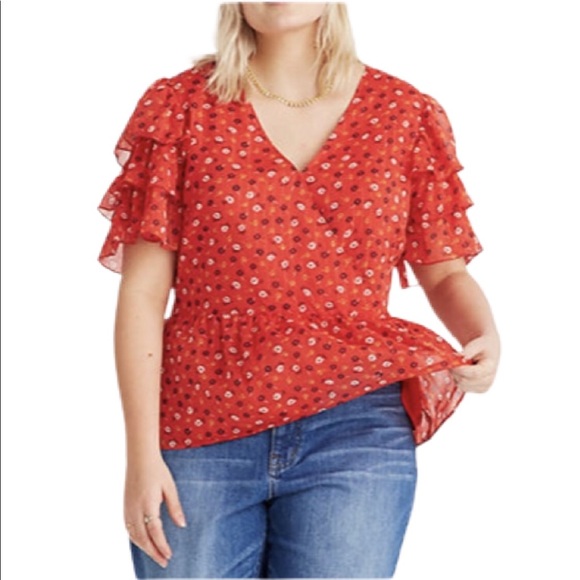 madewell tiered sleeve peplum top